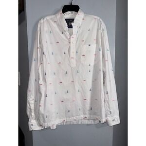 The Nutter by Chubbies long sleeve white cotton with blue and pink sail boats